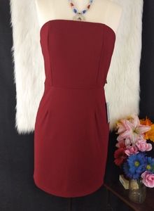 Kenedik Wine Colored Strapless Dinner Dress Size L